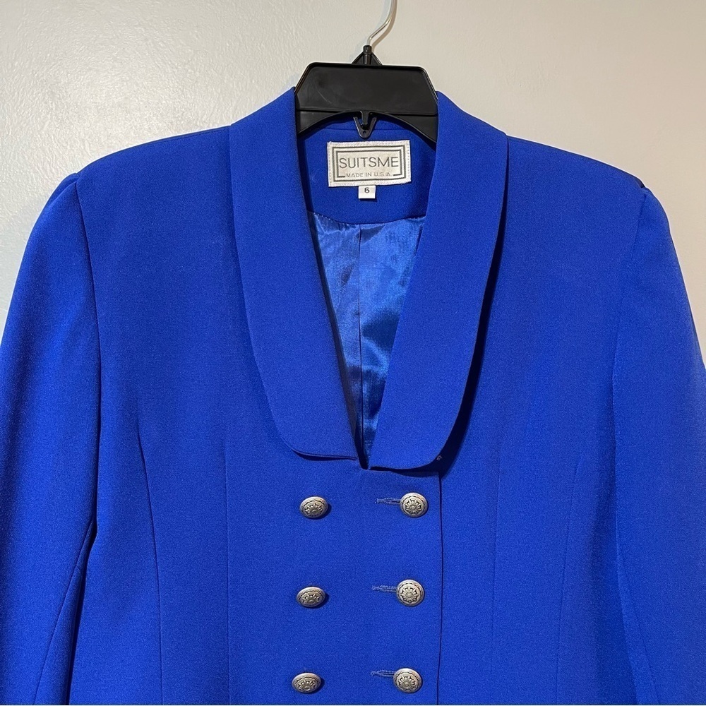 SUITSME Vintage Longline Blazer Jacket, Size 6 Royal Blue Preppy Academia Y2K - Picture 5 of 11